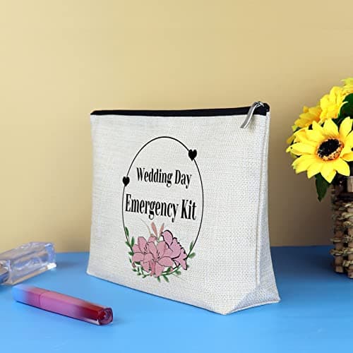 Wedding Day Emergency Kit Makeup Bag for Bridal Bridesmaid Bridal Shower Gift Bridal Party Gift Cosmetic Bag Bride to Be Gift Maid of Honor Gifts Wedding Party Gifts Travel Cosmetic Pouch — view 6