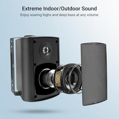 Herdio 4 Inches 200 Watts Outdoor Bluetooth Speakers Waterproof,Wall Mount Speakers With Powerful Bass For Home Garden Patio Indoor — view 3