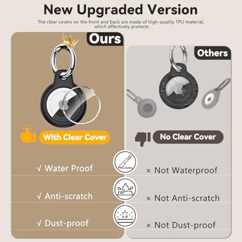 TNSNK for AirTag Holder Keyring, 4 Pack,Black+Light Brown+Brown+Army Green — view 3