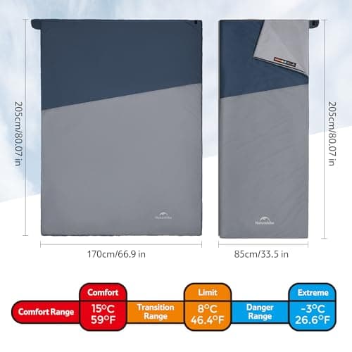Naturehike Plain 01 XL Wide Lightweight Sleeping Bag - Extra Large 205x85cm Envelope Summer Sleeping Bag for Adults, 760g Compact Sleep Pod for Camping, Trekking & Caravan (~15°C) — view 2