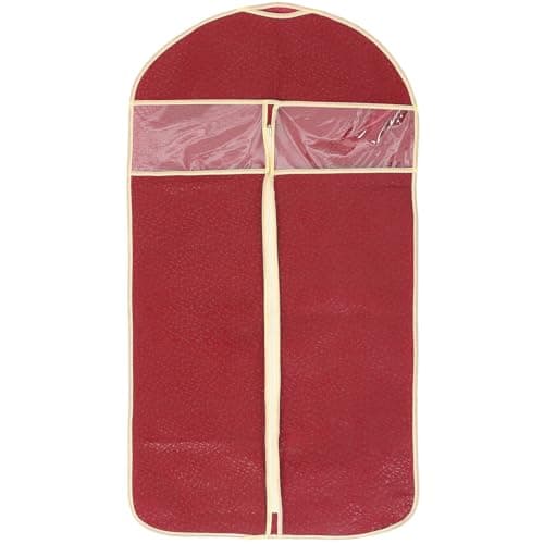Embossed Garment Cover Suit Storage Bag Medium Burgundy