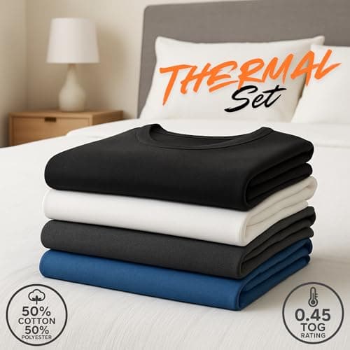 Deck and Beach Men’s 2-Pack Thermal Underwear Set – Long Sleeve Top & Long Johns, Winter Base Layers (Black, Large) — view 5