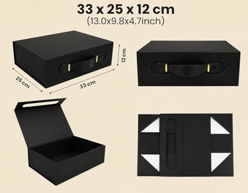 Emartbuy Black Folding Magnetic Gift Box 33 x 25 x 12 cm — view 2