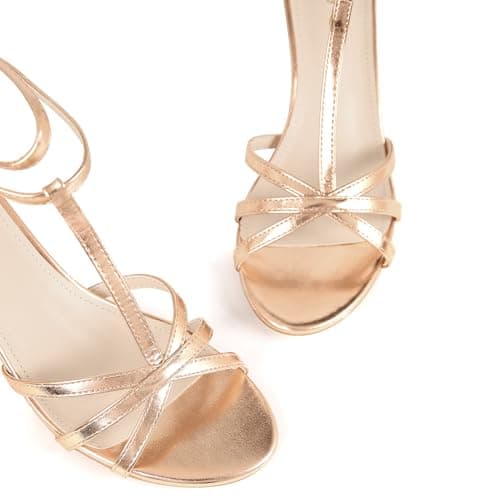 Perphy Open Toe Strappy Kitten Heel Sandals for Women Rose Gold 5 UK/Label Size 7 US — view 3