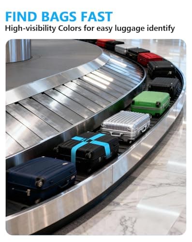 BILIONE 2Pcs Luggage Straps for Suitcases with Add A Bag Strap, 75" Long Adjustable Luggage Identifiers Nylon Travel Belt TSA Approved (Green) — view 2