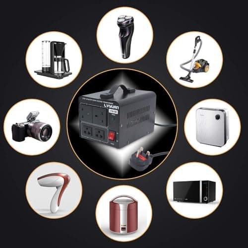 LVYUAN 1500VA 220V 110V Step Up & Step Down Voltage Transformer Converter UK to US Dual 110V & 220V outlets — view 3