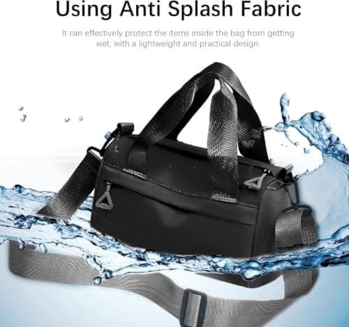 Mini Nylon Duffle Gym Bag Black 9.5x4.7x5.5 inch with Adjustable Strap — view 4