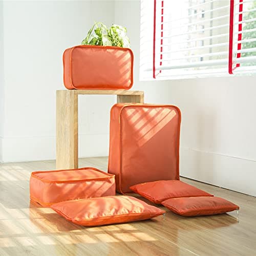 Rojeam Packing Cubes 6 Pcs Travel Luggage Organizer Packing Organizers Set (Orange) — view 4