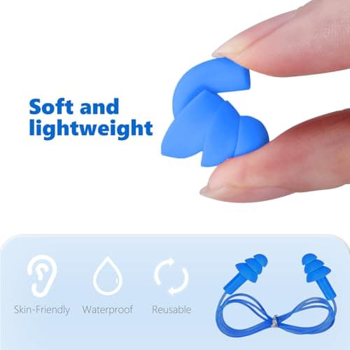 6 Pairs Corded Earplug Silicone Earplugs, Noise Cancelling Ear Plugs,Reusable earplugs for Sleeping, Work, Studying, Travel, Shooting Range and More — view 3