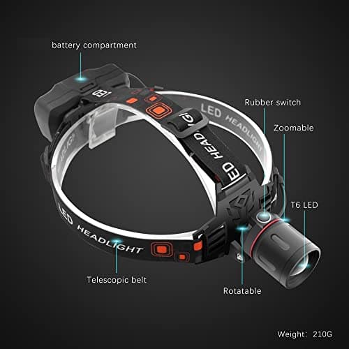 WESLITE Head Torch Red Light, Red LED Hunting Headlamp USB Rechargeable Super Bright Head Light with Red Filter Zoomable for Hunting, Night Photography, Astronomy, Stargazing, Night Vision — view 2