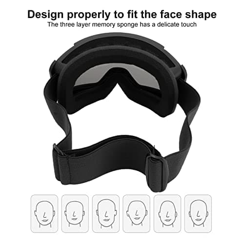 HERCHR Outdoor Ski Goggles, Double Layer Anti Fog Large Field Cylindrical Snow Goggles Windproof Climbing Glasses for Adult Snow Sports(Black-Gray) — view 6