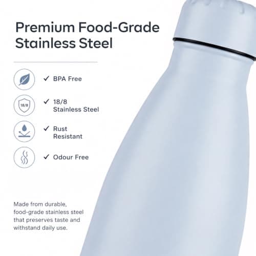 ORVELLA Stainless Steel Water Bottle with Vacuum Insulation 500ml - Sky Blue — view 3