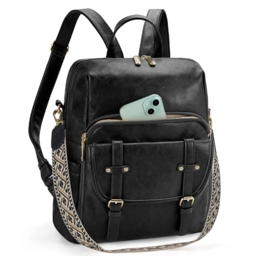 RAINSMORE Backpack Womens 13.3 inch PU Leather Rucksack Bag for Women