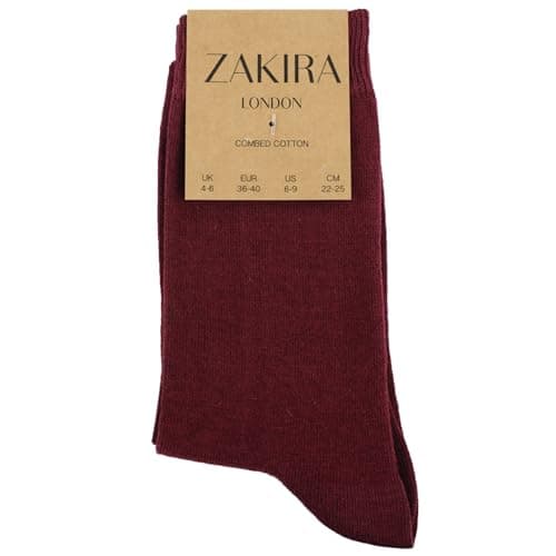 ZAKIRA Combed Cotton Dress Socks, 5 Pack, 6-10 (UK), Burgundy — view 5