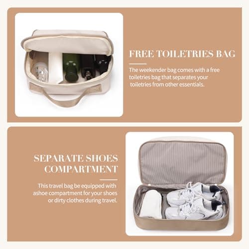 VNINE Travel Bag for Women, Weekend Bag, Overnight Bag Carry on Bag Holdalls Travel Bags for Women Gym Waterproof Weekender with Wet Pocket and Shoes Compartment Hospital Bag — view 6