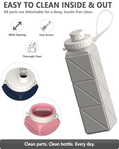 BEAUTAIL Collapsible Water Bottle 610 mL, Silicone Travel Water Bottle — view 5