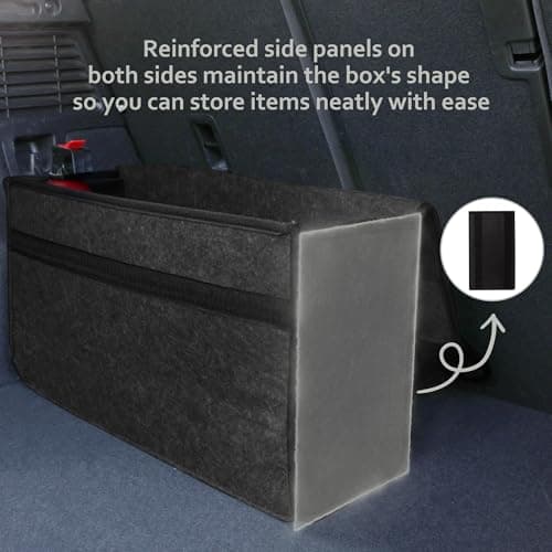 Einesin Upgrade Car Boot Bag Organiser with Reinforced Side Panels for Tools Breakdown Emergency Travel Tidy Van Caravan | Felt Bag in Black | Car Accessories Interior(30x15x30cm-1PC-Upgraded) — view 3