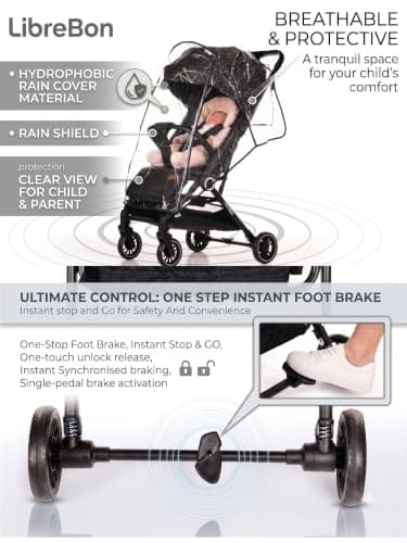 Lightweight Stroller, Baby Pushchair, Compact Travel Buggy, One-Hand Foldable, Upgraded Wheels, All-Seasons Stroller, Cabin Approved (Black - Platinum Lattice, SPD1) — view 6