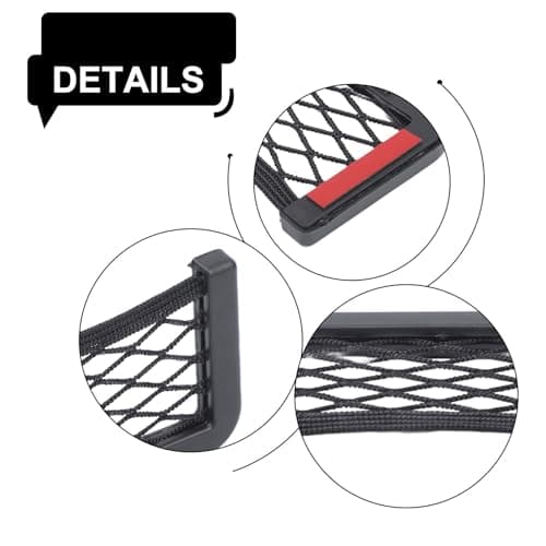 LatoYard Car Door Storage Net Pocket, Elastic Mesh Organizer Bag for Phones Drinks Keys, Universal Auto Side Door Holder with ABS Frame, Black 15x8cm — view 6