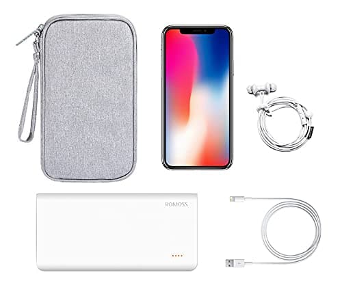 Hard Drive Case for Power Bank,Small Cable Organiser Bag Travel Electronic Accessories Case for Cord,Charger Adapter,USB,Battery Tidy Pouch-Teal — view 4