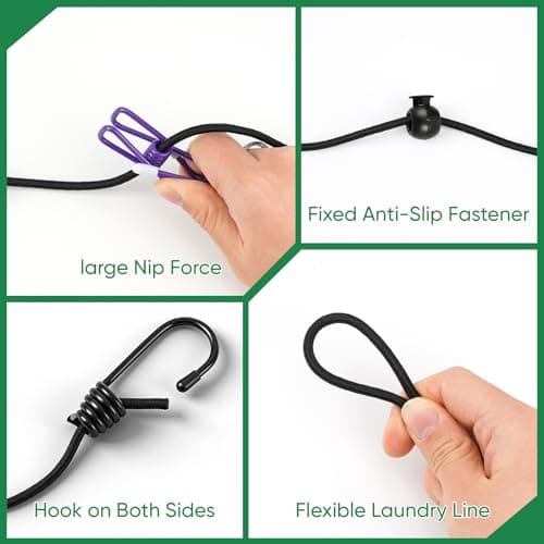 2Pcs Portable Clothesline with 24pcs Colorful Clips & 1Pcs Storage Bags — view 3