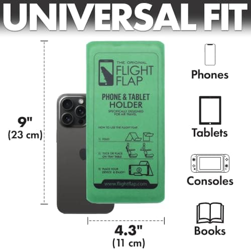 Flight Flap Airplane Phone Holder - Foldable Plane Phone Stand for Travel - Flexible Mobile Stand for Desk & Bed - Flight Mobile Holder Desk - Accessories Travel Essentials For Flying (Green) — view 6