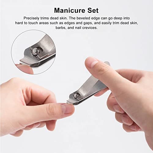 Brrnoo Cork Nail Clipper Set with Stainless Steel Blades, Beveled Edges for Dead Skin, Eyebrow Trimmer, Ear Spoon, Nail File, Manicure Kit — view 6