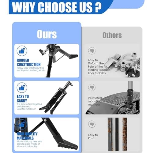 Foldable Tripod, for Starlink V2 V1 Stainless Steel Folding Mounting Stand with Stable Base, Strong Load Bearing Capacity, for Antenna Roof Camping RV Travel Yacht — view 4