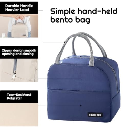 SUOXU Insulated Lunch Bag for Men Women Kids Cool Bag- Reusable Thermal Food Bag with Leak-Proof Liner, Cooler Tote for Work, School, Picnic & Travel (Navy blue-5L) — view 2