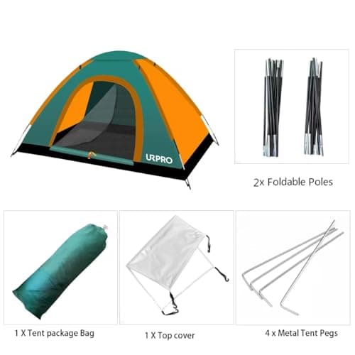 URPRO Portable Camping Tent, 2 Person Lightweight Tent, Waterproof Windproof, UV Protection, Perfect for Beach, Outdoor, traveling, hiking, camping, hunting, fishing — view 3