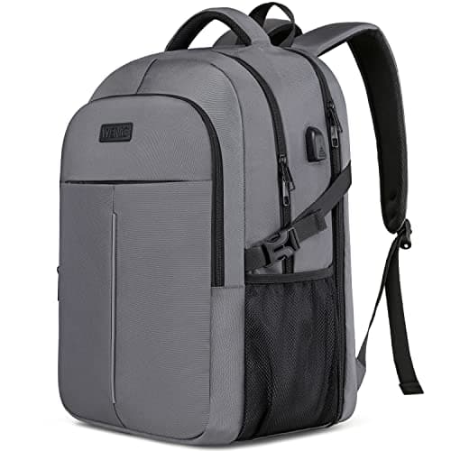 WENIG Extra Large Rucksack for Men 50L,Water Resistant 17.3 inch Travel Laptop Backpack Work Bag with USB Charging Port,Anti Theft Big Business Computer Backpack for Men Women College School-Grey