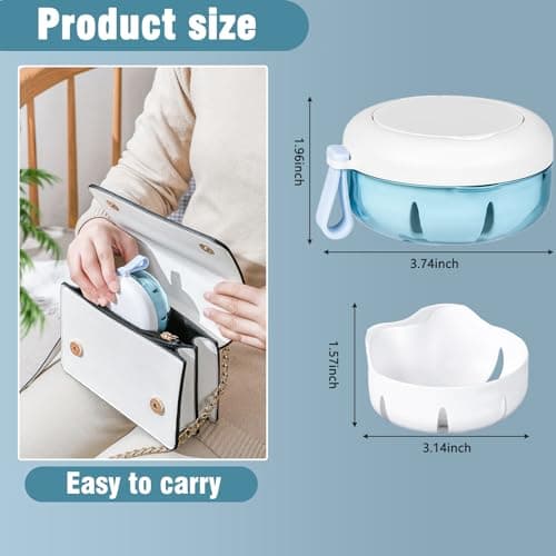 ExcellaElite Dental Retainer Case, Denture Bath Box Leakproof Retainer Boxs Portable Denture Cleaning Kit with Mirror Denture Cup Suitable for Removable Braces Storage Soaking Cleaning — view 5