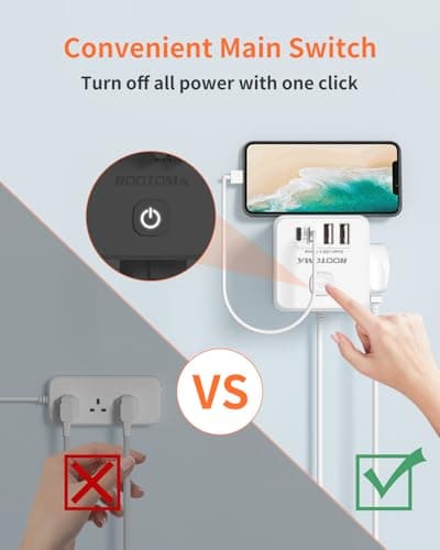 Cube Extension Lead with USB C Slots, 3 Way Power Extension — view 4