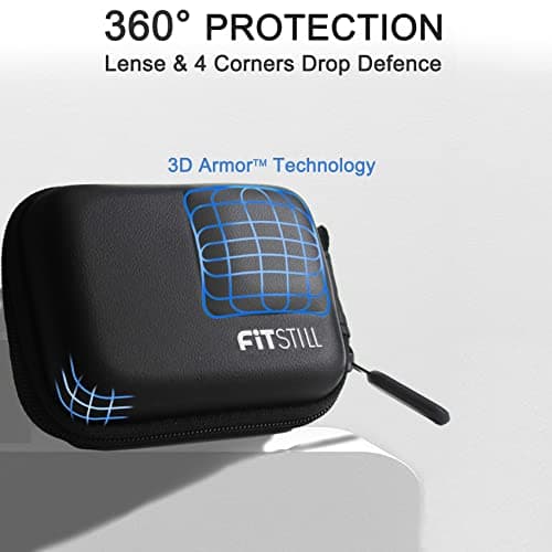 FiTSTILL Black Mini Carrying Bag Case for Go Pro Hero 13/12/11/10/9/8/7/(2018)/6/5 Black,Hard Shell Travel Storage Case for DJI Osmo Action 2,AKASO,Campark,YI Action Camera and More — view 2
