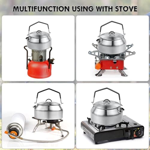 Flintronic 0.8L Camping Kettle, Stainless Steel Camping Kettle, Outdoor Portable Water Pot, Camp Tea Coffee Pot for Tea, Quick Boil for Outdoor Cooking Picnic Hiking — view 6