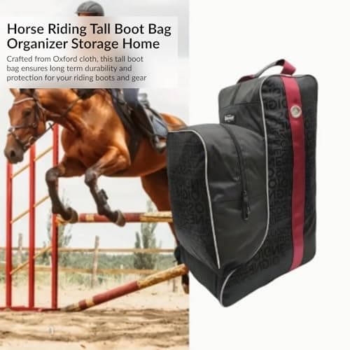 Fenteer Horse Riding Tall Boot Bag, Tall Boots Carry Pouch Organizer Oxford Home Protection Equestrian Pack Equipment Portable Carry Pouch for Sports Shows Trip Shoes,Red — view 6