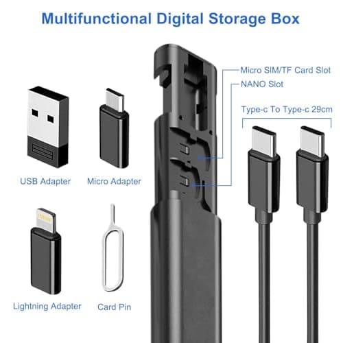 Multi USB Charging Adapter Cable Kit, USB C to Ligh-ting Adapter Box, Conversion Set USB A Type C Lightn-ing Micro Adapter Kit,60W Charging and Data Transfer Cable Kit Sim Tray Eject Tool Slots — view 2