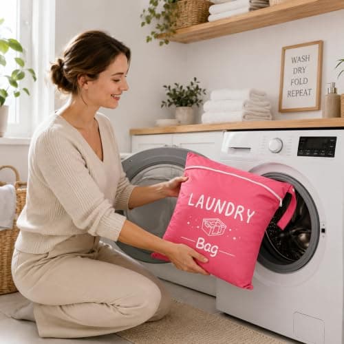 3 PCS Travel Laundry Bag Set, Splash Proof Dirty Clothes Organizer with Zipper and Handle, Portable Laundry Bags for Travelling, Luggage Organizer Bags for Gym & Holiday, 38x48 cm (Pink, Black, Grey) — view 6