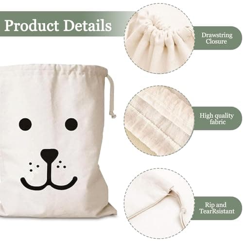 2pcs Drawstring Laundry Bags, Canvas Laundry Bag 60 × 50cm, Large Laundry Storage Bag with Drawstring for Clothes Toys — view 3