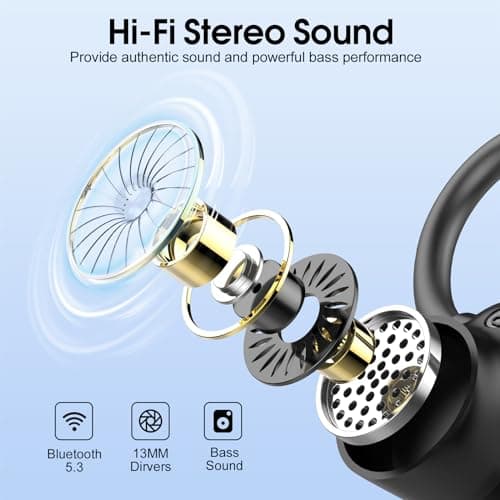 Wireless Earbuds with Earhooks HiFi Stereo, IP7 Waterproof Sports Earphones — view 4