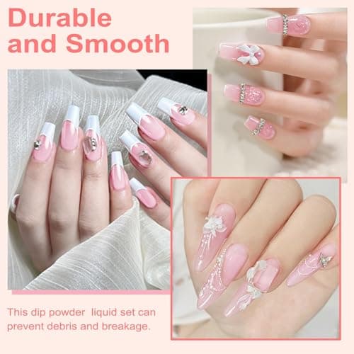 Lavender Violets Dip Powder liquid Set with Nail Primer, Activator, Base & Top Coat High Glossy & Long Lasting Starter Friendly Dipping Powder Nail Kit Essential Portability J781 — view 4