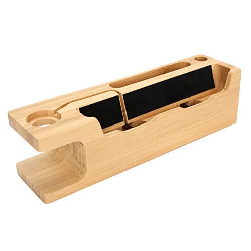 SUPYINI Bamboo charging stand holder for Watch and phone, portable desk — view 6