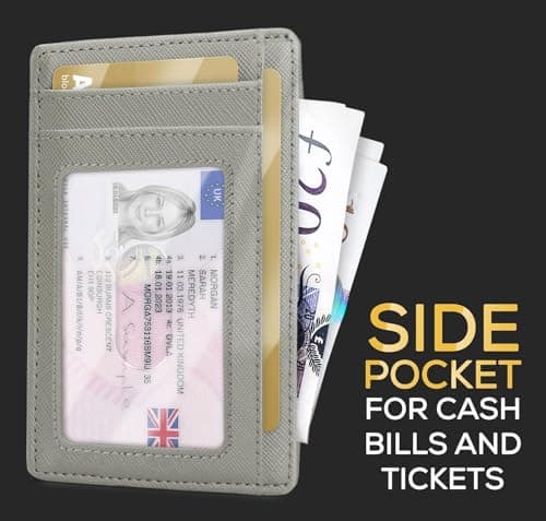 PIRNA Slim Wallet for Men | RFID Blocking Minimalist Credit Card Holder – Thin Card Wallet with Small Money Pocket & Gift Box for Men's in UK, Slim Mens Wallets UK (Silver Grey) — view 3