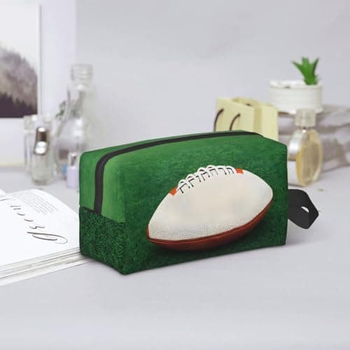ZhRiYan Travel Cosmetic Bag â€“ Reusable Dopp Kit with White Rugby Ball Full-Sided Print for Toiletry, Makeup, Accessories, and More, White, One Size, White, One Size — view 6
