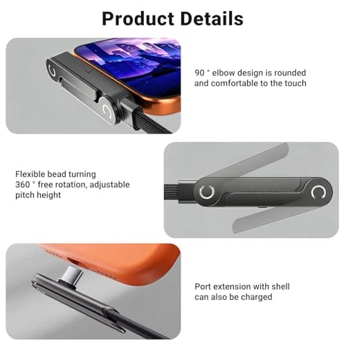 2PCS 2-in-1 Invisible Stand Fast Charging Cable USB C 240W 360° Rotating — view 6