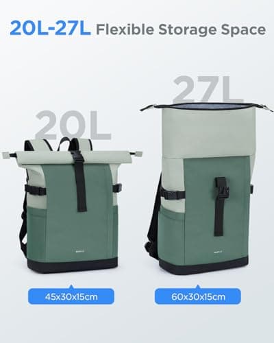 ECOHUB Women's Laptop Backpack, Rolltop Fashion Color Block Rucksack — view 3