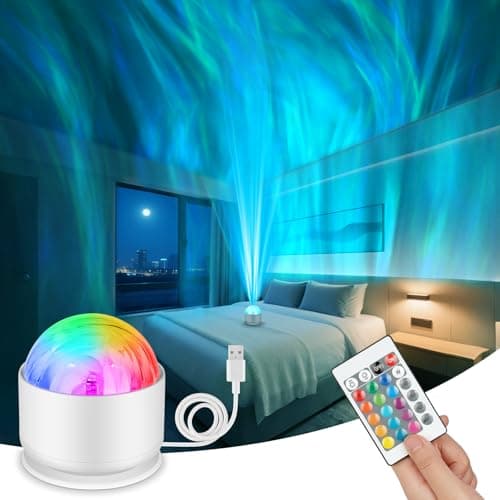 vsshe Northern Light Projector, 3 in 1 LED Starry Sky Projector, USB Powered Dimmable Polar Light Lamp with 16 Colors Lighting Effects, 4 Lighting Modes, for Bedroom Party Game Rooms
