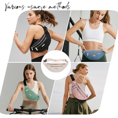 Bum Bag Lightweight Waterproof Waist Pack Adjustable Strap Crossbody Bag Fanny Pack for Travel Sports Daily Use (White) — view 6