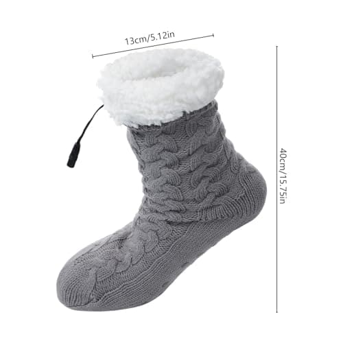 USB Heated Floor Socks Slippers Indoor Non-Slip Winter Foot Warmer Heating Footwear Fleece Knit Socks for Women Men — view 5