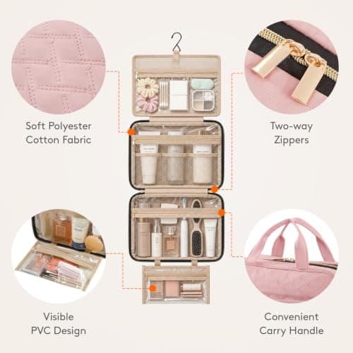 Lifewit Large Hanging Toiletry Bag, Travel Wash Bag, Rose Blush — view 5